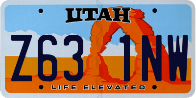 UT license plate Z631NW
