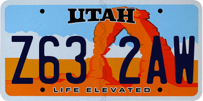 UT license plate Z632AW