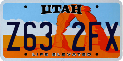 UT license plate Z632FX