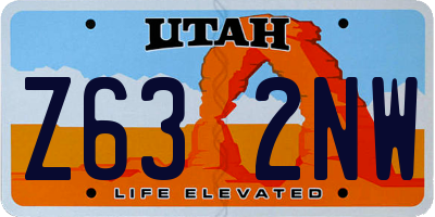 UT license plate Z632NW