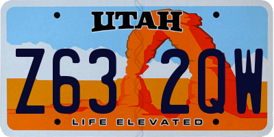 UT license plate Z632QW