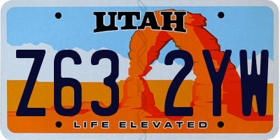 UT license plate Z632YW