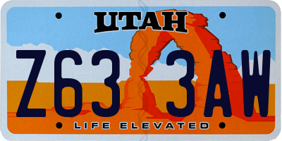 UT license plate Z633AW