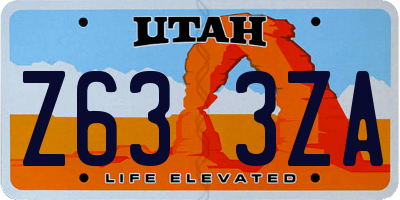 UT license plate Z633ZA