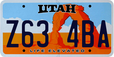 UT license plate Z634BA