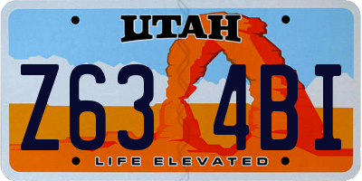 UT license plate Z634BI