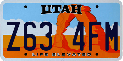 UT license plate Z634FM