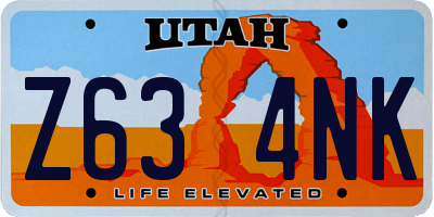 UT license plate Z634NK