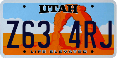 UT license plate Z634RJ