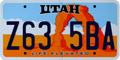 UT license plate Z635BA