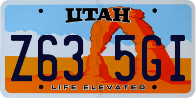 UT license plate Z635GI
