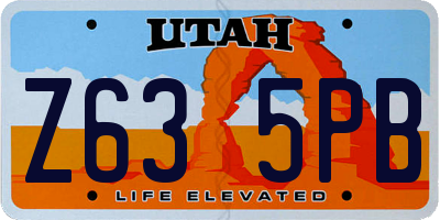 UT license plate Z635PB