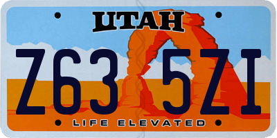 UT license plate Z635ZI