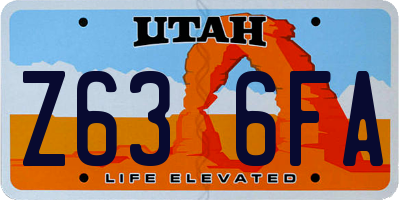 UT license plate Z636FA