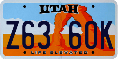 UT license plate Z636OK