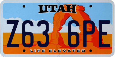 UT license plate Z636PE