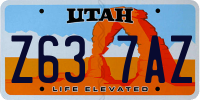 UT license plate Z637AZ