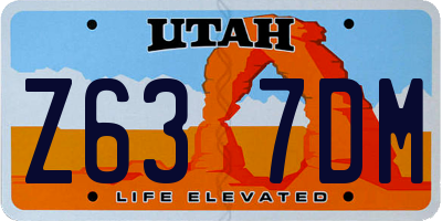 UT license plate Z637DM