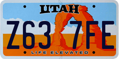 UT license plate Z637FE