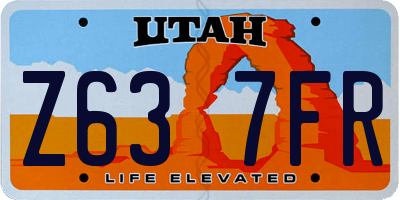 UT license plate Z637FR