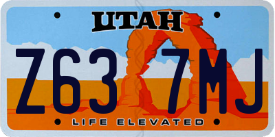 UT license plate Z637MJ