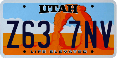 UT license plate Z637NV