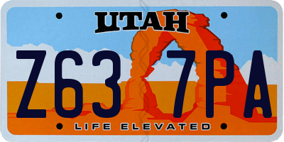 UT license plate Z637PA