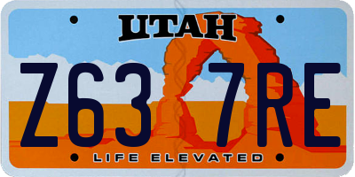 UT license plate Z637RE