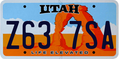 UT license plate Z637SA