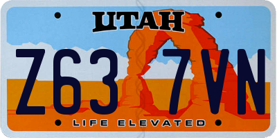 UT license plate Z637VN