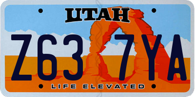 UT license plate Z637YA