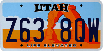 UT license plate Z638QW