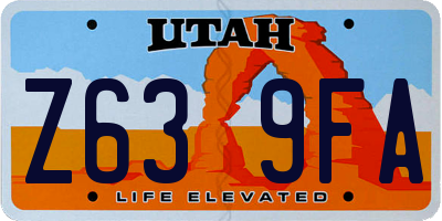UT license plate Z639FA