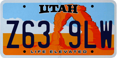 UT license plate Z639LW