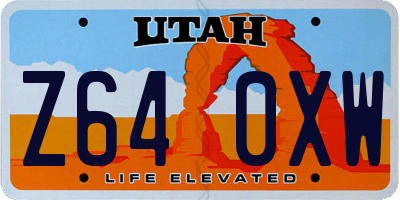 UT license plate Z640XW