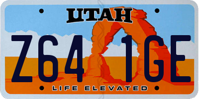 UT license plate Z641GE