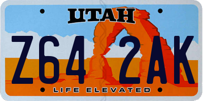 UT license plate Z642AK