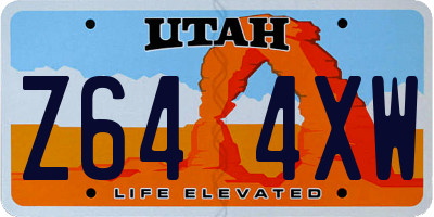 UT license plate Z644XW