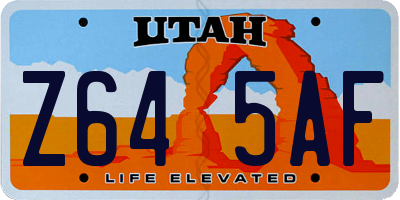 UT license plate Z645AF