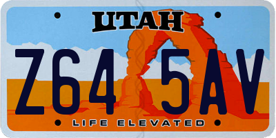 UT license plate Z645AV