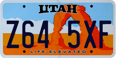 UT license plate Z645XF