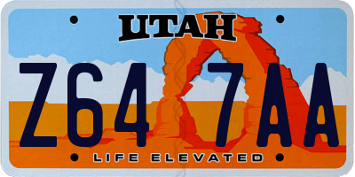 UT license plate Z647AA