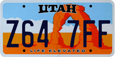 UT license plate Z647FF