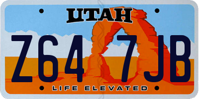 UT license plate Z647JB