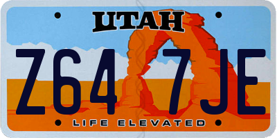 UT license plate Z647JE