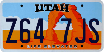 UT license plate Z647JS