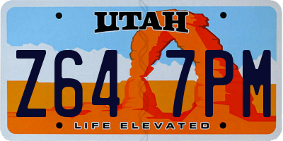 UT license plate Z647PM