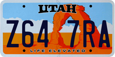 UT license plate Z647RA