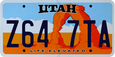 UT license plate Z647TA