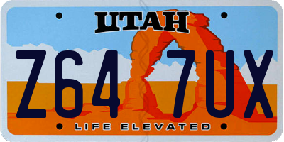 UT license plate Z647UX